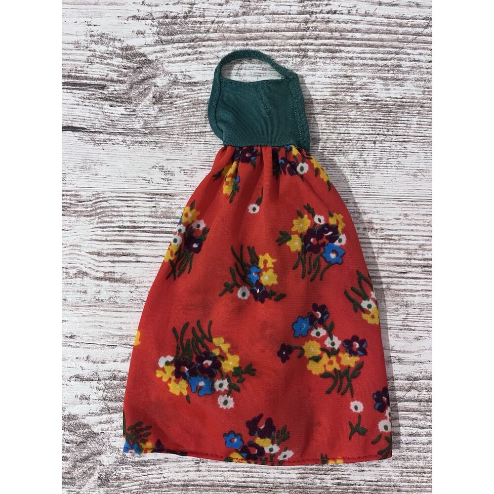 BARBIE DRESS BARGAIN FASHIONS #5196 VTG 1978 FLORAL RED Green HALTER DOLL